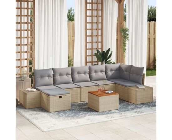 vidaXL Zestaw kanap ogrodowych 8 elementów Jasnoszary, Brązowy Dārza mēbeļu komplekti