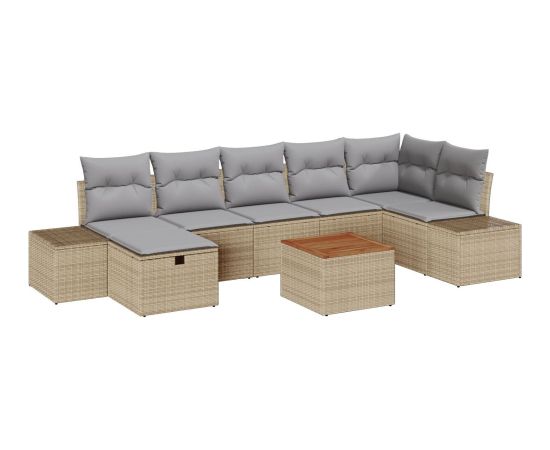 vidaXL Zestaw kanap ogrodowych 8 elementów Jasnoszary, Brązowy Dārza mēbeļu komplekti