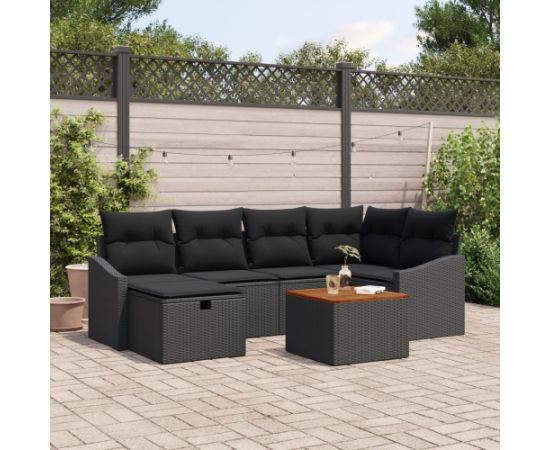 vidaXL Zestaw sof ogrodowych  Zestaw 7 Czarny Dārza mēbeļu komplekti