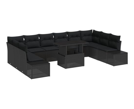 vidaXL Zestaw Sof Ogrodowych Zestaw 11 Czarny Rattan Dārza mēbeļu komplekti