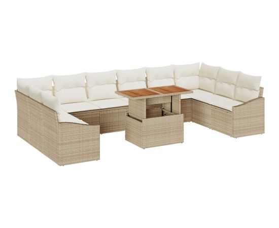 vidaXL Zestaw Sofy Ogrodowej Zestaw 11 Beżowy Wiklina Dārza mēbeļu komplekti