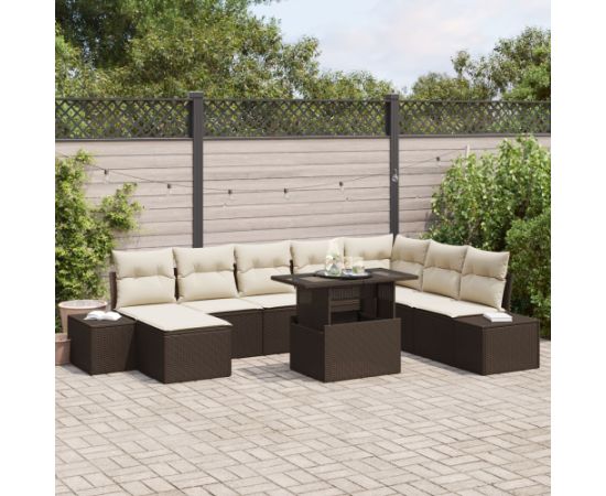 vidaXL Zestaw Sof Ogrodowych Zestaw 9-elementowy Beżowy i Brązowy Dārza mēbeļu komplekti