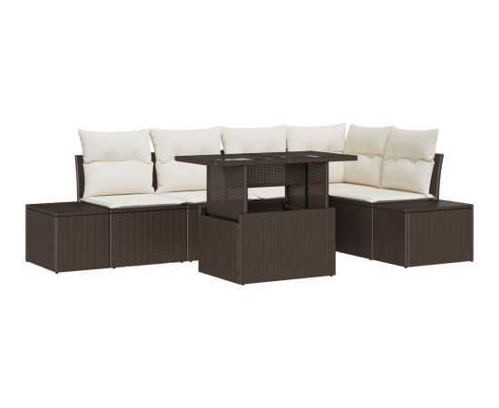 Zestaw sof ogrodowych vidaXL 6-częściowy Brązowy Rattan Dārza mēbeļu komplekti