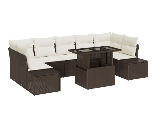 vidaXL Zestaw Sof Ogrodowych 8 elementów Ciemnobrązowy, Kremowy Dārza mēbeļu komplekti