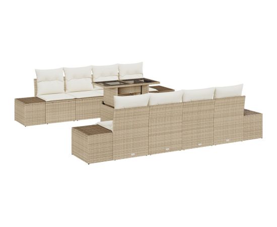 vidaXL Zestaw sof ogrodowych 7-częściowy Beżowy Rattan, Poliester, Metal Dārza mēbeļu komplekti