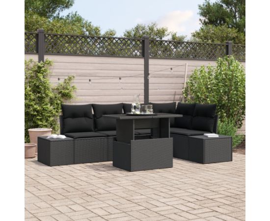 vidaXL Zestaw Sof Ogrodowych 6-elementów Czarny Dārza mēbeļu komplekti