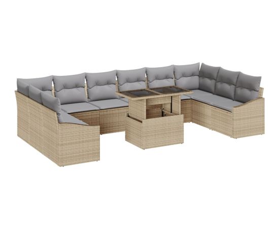 vidaXL Zestaw Sof Ogrodowych 11 Części Beżowy i Szary Dārza mēbeļu komplekti