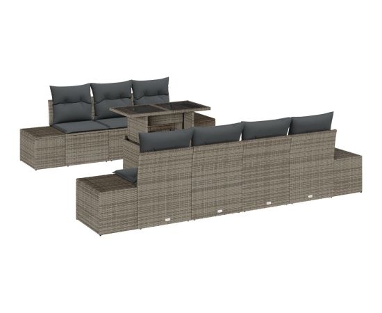 Zestaw Sof Ogrodowych vidaXL 8 Części Szary, Ciemny Wicker Dārza mēbeļu komplekti