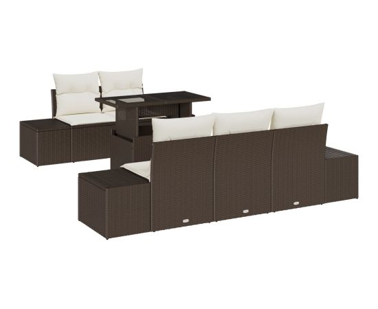 Zestaw sof ogrodowych vidaXL 6-częściowy Brązowy Rattan Stół na zewnątrz Dārza mēbeļu komplekti