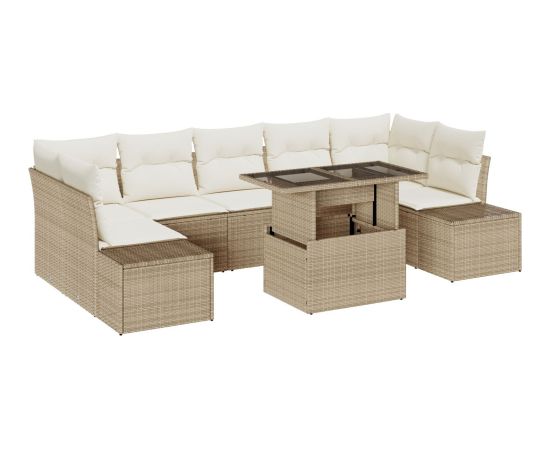 vidaXL Zestaw Sofy Ogrodowej Zestaw 8 Beżowy Polirattan Dārza mēbeļu komplekti