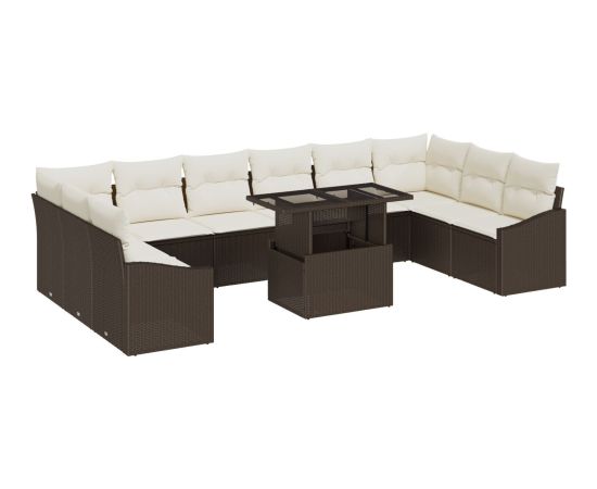 vidaXL Zestaw sofy ogrodowej Zestaw 11 Beżowy Rattan Dārza mēbeļu komplekti