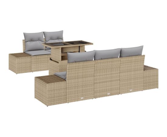 vidaXL Zestaw Sof Ogrodowych Zestaw 6 Beżowy Rattan Dārza mēbeļu komplekti