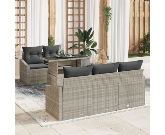 vidaXL Zestaw sof ogrodowych  Zestaw 6 Beżowy Polirattan Dārza mēbeļu komplekti