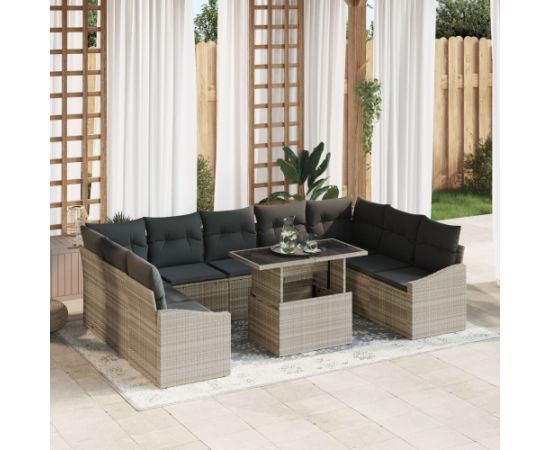 vidaXL Zestaw Sof Ogrodowych 10-elementów Beżowy, Ciemnoszary Dārza mēbeļu komplekti