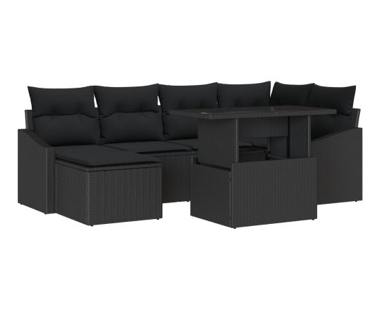 vidaXL 7-częściowy zestaw sof ogrodowych 7-elementowy zestaw Czarny Dārza mēbeļu komplekti