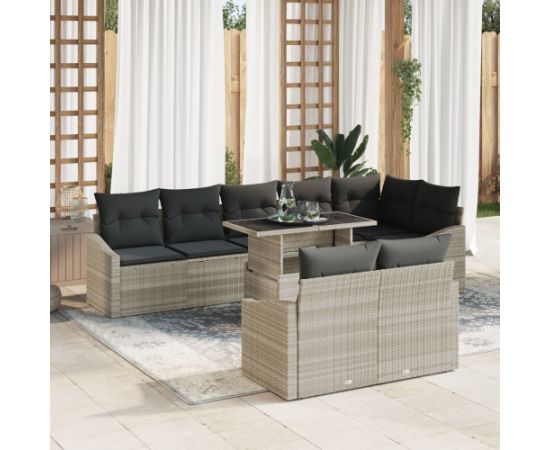 vidaXL Zestaw sofy ogrodowej 9 elementów Szary Polirattan Dārza mēbeļu komplekti