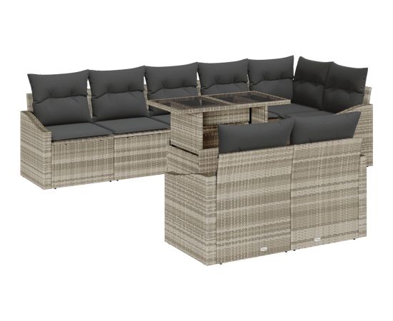 vidaXL Zestaw sofy ogrodowej 9 elementów Szary Polirattan Dārza mēbeļu komplekti