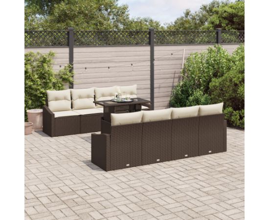 vidaXL Zestaw Sofy Ogrodowej Zestaw 7 Elementów Brązowy i Kremowy Dārza mēbeļu komplekti