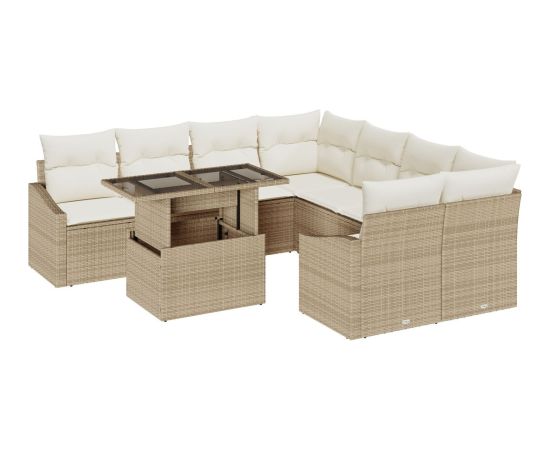 vidaXL Zestaw sof ogrodowych Zestaw 9 Beżowy Rattan Dārza mēbeļu komplekti