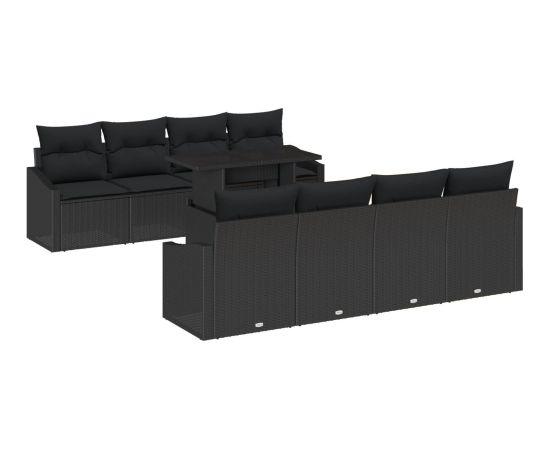 Zestaw sof ogrodowych vidaXL 7 części Czarny Poli rattan Dārza mēbeļu komplekti
