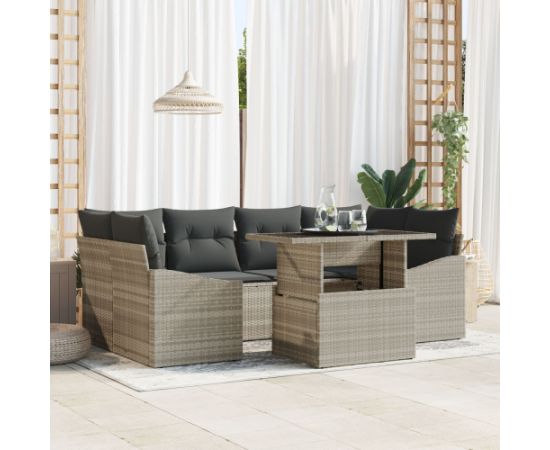 Zestaw sofy ogrodowej vidaXL 7 elementów Beżowy i ciemnoszary Dārza mēbeļu komplekti