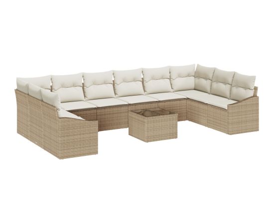 vidaXL Zestaw sof ogrodowych Zestaw 11 elementów Beżowy Sztuczny rattan Dārza mēbeļu komplekti