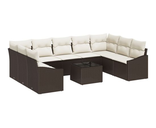 vidaXL Zestaw Sof Ogrodowych Zestaw 10 Kremowy Polirattan Dārza mēbeļu komplekti