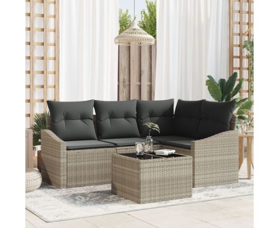 vidaXL Zestaw sof ogrodowych 5-częściowy Beżowy, Ciemnoszary Dārza mēbeļu komplekti