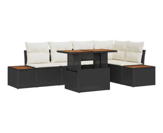 vidaXL Zestaw Sof do Ogrodu Zestaw 6-częściowy Czarny, Kremowy Dārza mēbeļu komplekti