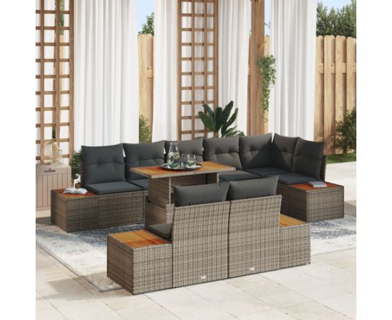 Zestaw sof ogrodowych vidaXL Zestaw 9 Szary, Naturalne Drewno Dārza mēbeļu komplekti