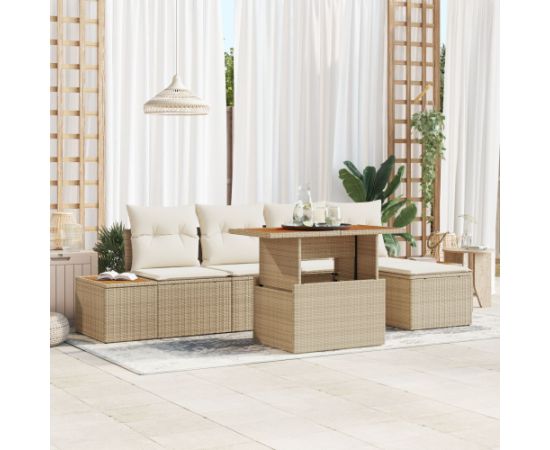 Zestaw sof ogrodowych vidaXL 6 elementów Beżowy, Kremowy Dārza mēbeļu komplekti