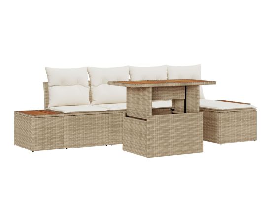 Zestaw sof ogrodowych vidaXL 6 elementów Beżowy, Kremowy Dārza mēbeļu komplekti