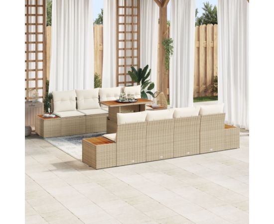 Zestaw kanap ogrodowych vidaXL Zestaw 9 Beżowy Rattan Dārza mēbeļu komplekti