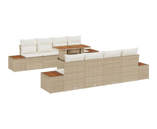 Zestaw kanap ogrodowych vidaXL Zestaw 9 Beżowy Rattan Dārza mēbeļu komplekti