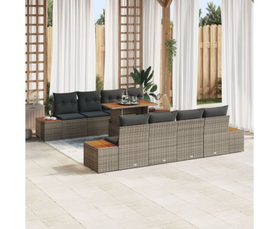 Zestaw sof ogrodowych vidaXL Zestaw 9 Taupe Rattan Dārza mēbeļu komplekti