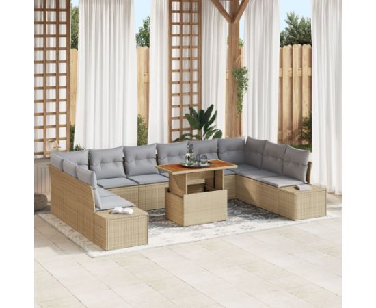 vidaXL Zestaw Sofy Ogrodowej 11 elementów Szary Rattan Dārza mēbeļu komplekti