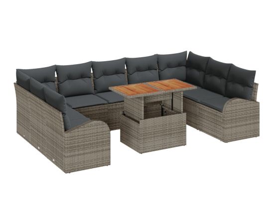 vidaXL Zestaw Sofy Ogrodowej Zestaw 10 Szary Polirattan Dārza mēbeļu komplekti