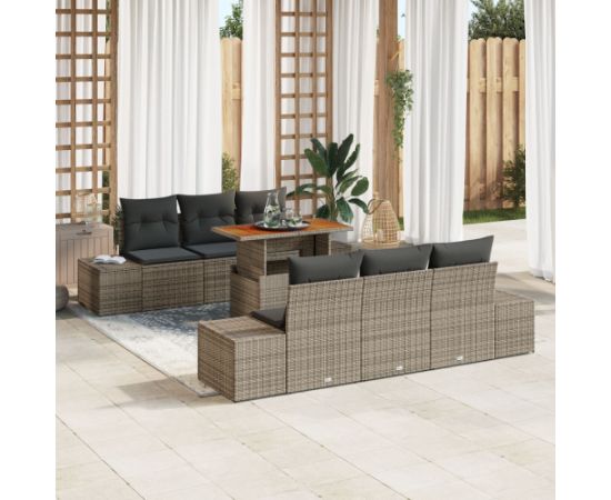 vidaXL Zestaw Sof Ogrodowych 7 części Szary Wiklina Protokątny Dārza mēbeļu komplekti