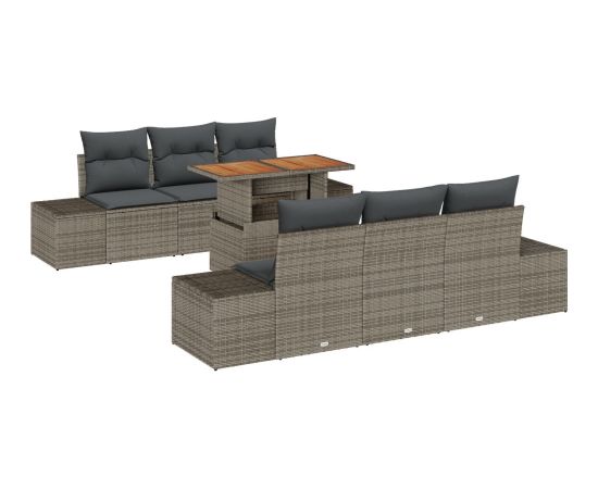 vidaXL Zestaw Sof Ogrodowych 7 części Szary Wiklina Protokątny Dārza mēbeļu komplekti