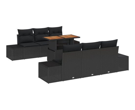 Zestaw Sofy Ogrodowej vidaXL 7 Części Czarny Rattan Stół Ogrodowy Dārza mēbeļu komplekti