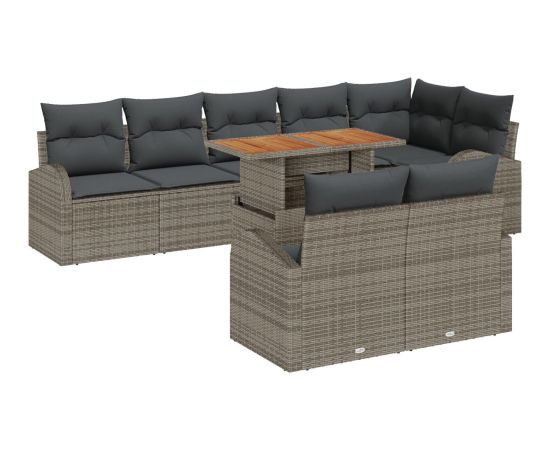 vidaXL Zestaw Sof Ogrodowych 9 Elementów Szary i Brązowy Rattan Dārza mēbeļu komplekti
