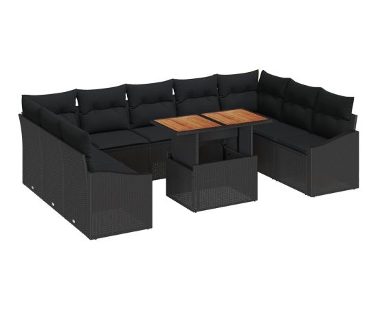 Zestaw sof ogrodowych vidaXL 10-częściowy Czarny i brązowy Dārza mēbeļu komplekti