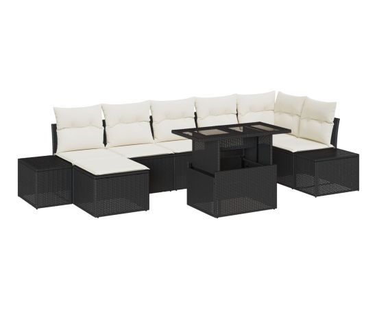 vidaXL Zestaw kanapowy do ogrodu 8 części Kremowy Rattan Prostokątny Dārza mēbeļu komplekti