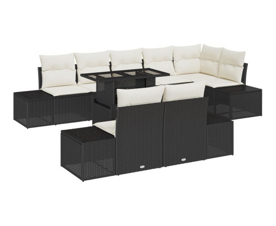 vidaXL Zestaw Sofy Ogrodowej 9-elementowy Czarny i kremowy Dārza mēbeļu komplekti