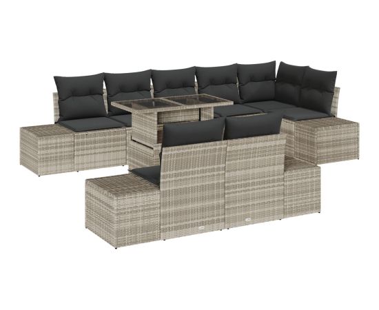 Zestaw sof ogrodowych vidaXL 9 elementów Szary z czarnymi poduszkami Dārza mēbeļu komplekti