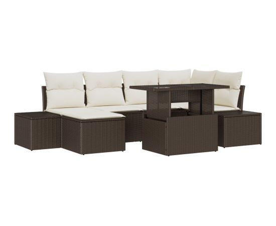 vidaXL Zestaw Sof Ogrodowych 7-elementowy Beżowy Rattan Narożna Sofa Dārza mēbeļu komplekti