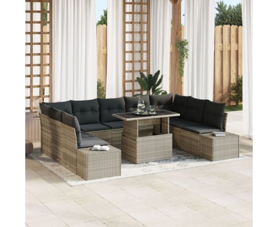 vidaXL Zestaw Sof Ogrodowych Zestaw 10 Beżowy i Grafitowy Dārza mēbeļu komplekti