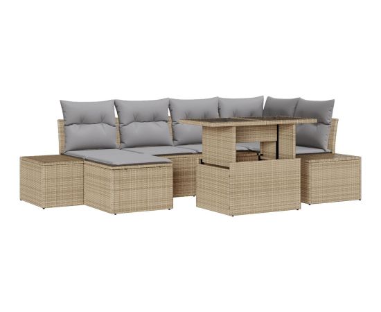 Zestaw sof ogrodowych vidaXL Zestaw 7 Beżowy Rattan Dārza mēbeļu komplekti