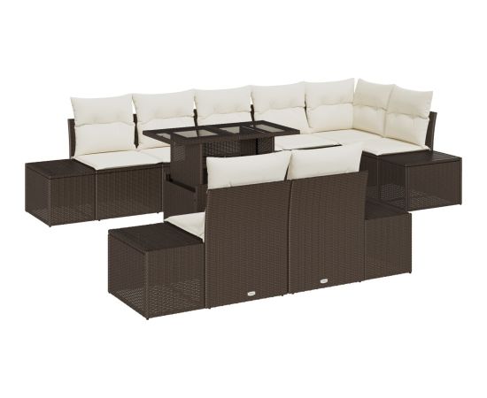 Zestaw sofy ogrodowej vidaXL 9 częściowy Brązowy Rattan Dārza mēbeļu komplekti