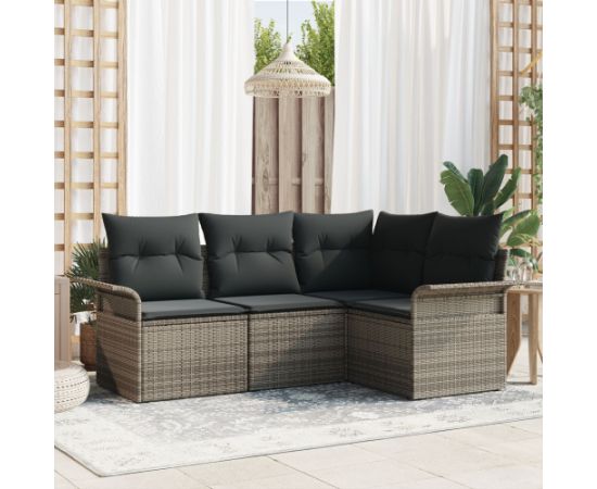 Zestaw 4-częściowy sofa ogrodowa vidaXL Szary Dārza mēbeļu komplekti